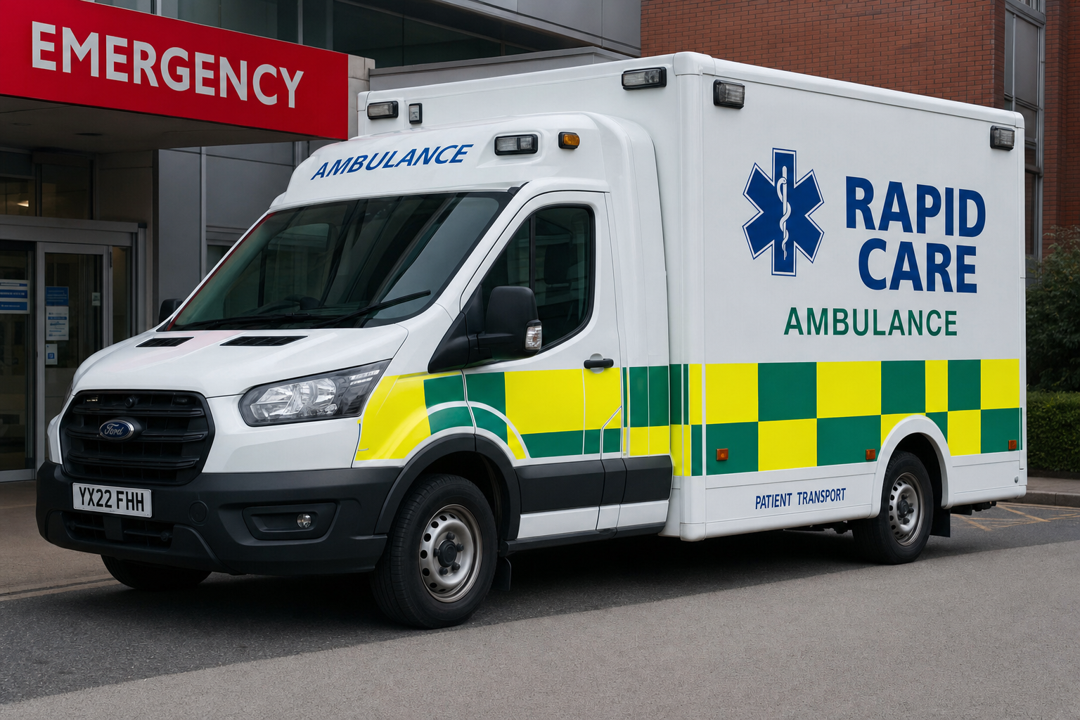 A fully wrapped ambulance with reflective graphics and branding installed by RadiantAds